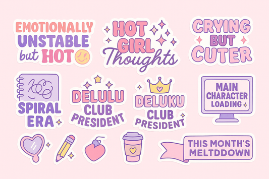 “Hot Girl Thoughts” – Sticker Sheet by Bad Pink